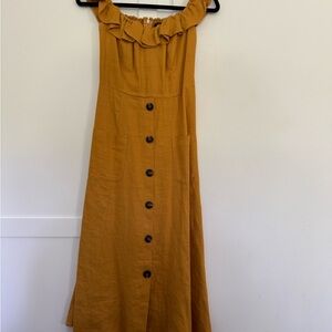 Reformation Mustard Smocked Dress